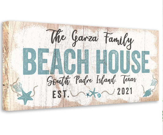 Personalized - Beach House - Canvas | Lone Star Art.