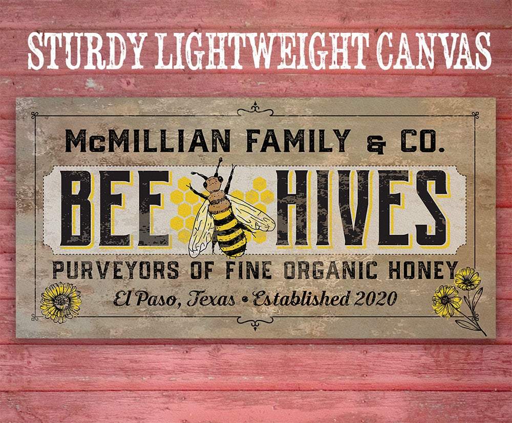 Personalized - Bee Hives - Canvas | Lone Star Art.