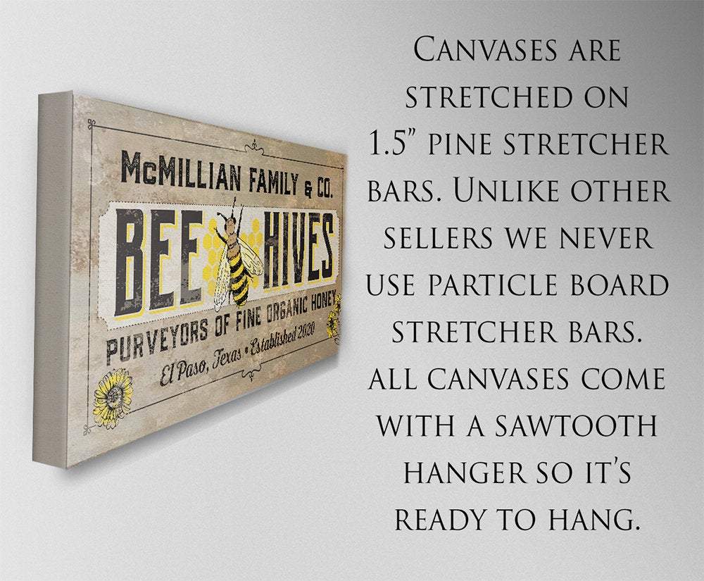 Personalized - Bee Hives - Canvas | Lone Star Art.
