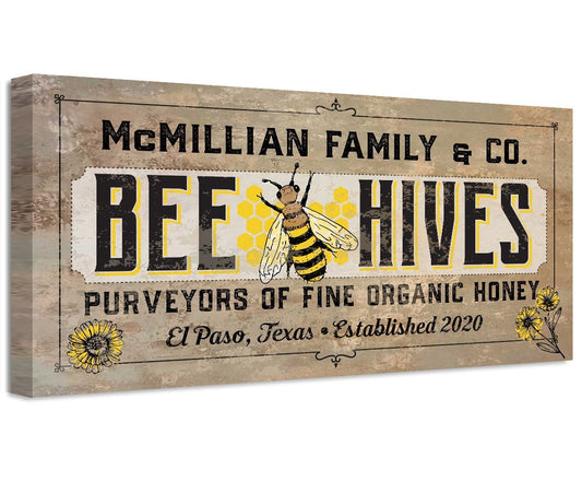 Personalized - Bee Hives - Canvas | Lone Star Art.