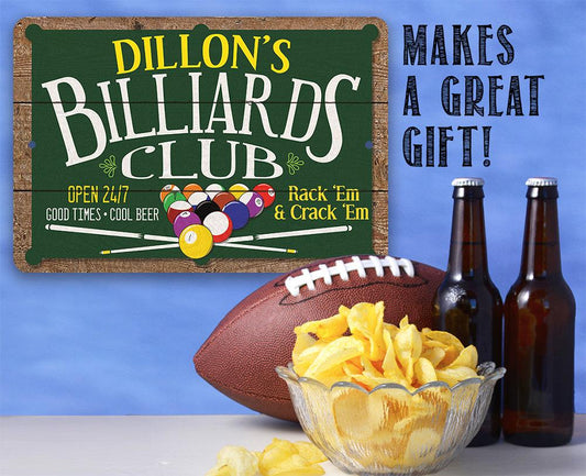 Personalized - Billiard Club - Metal Sign | Lone Star Art.