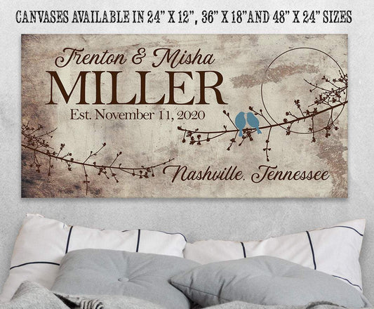 Personalized - Birds On A Branch - Canvas | Lone Star Art.