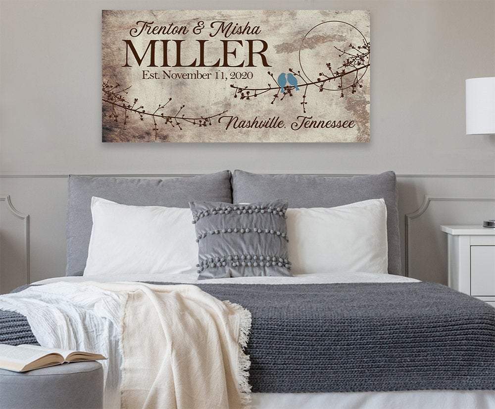 Personalized - Birds On A Branch - Canvas | Lone Star Art.