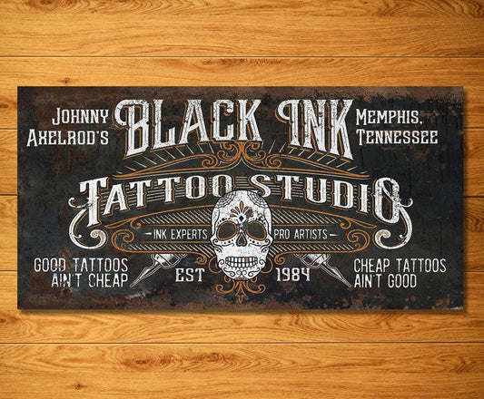 Personalized - Black Ink Tattoo - Canvas | Lone Star Art.