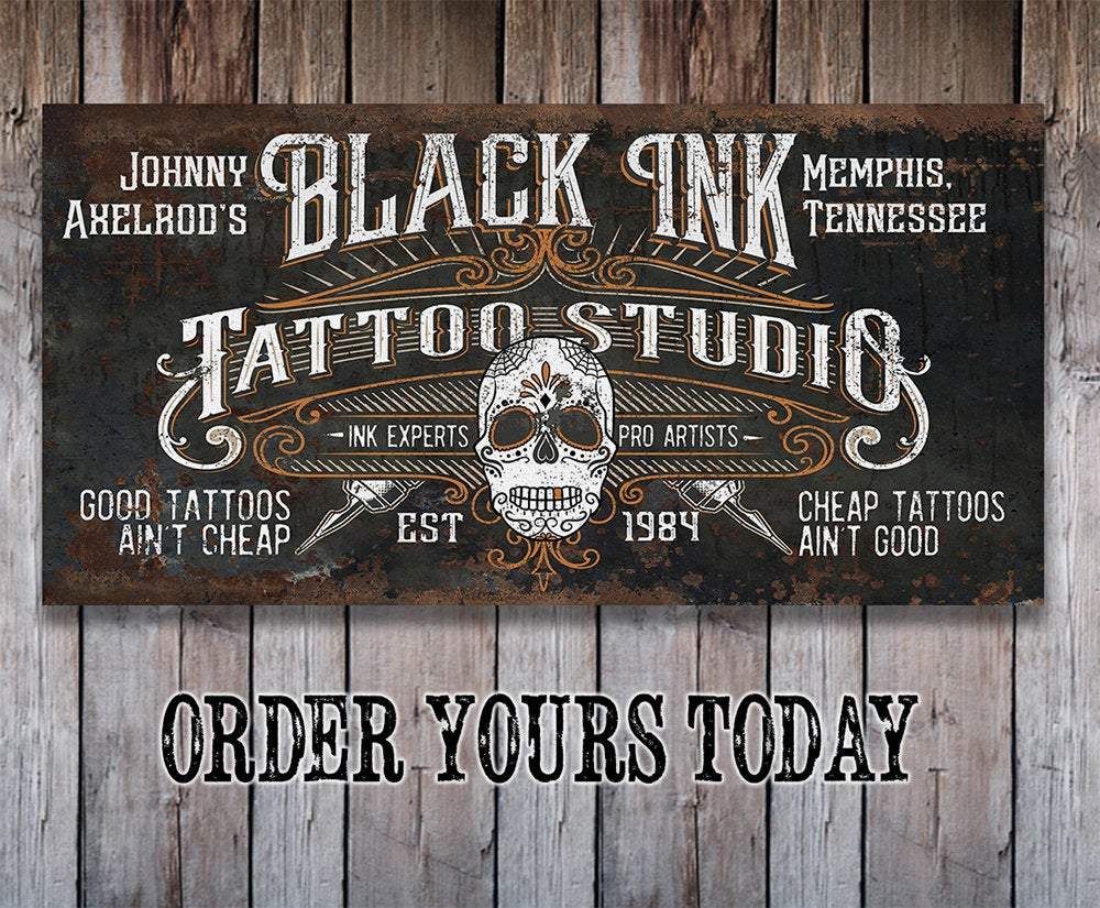 Personalized - Black Ink Tattoo - Canvas | Lone Star Art.