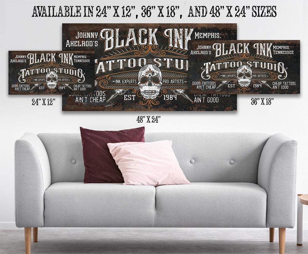 Personalized - Black Ink Tattoo - Canvas | Lone Star Art.