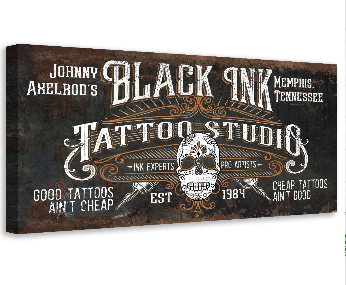 Personalized - Black Ink Tattoo - Canvas | Lone Star Art.
