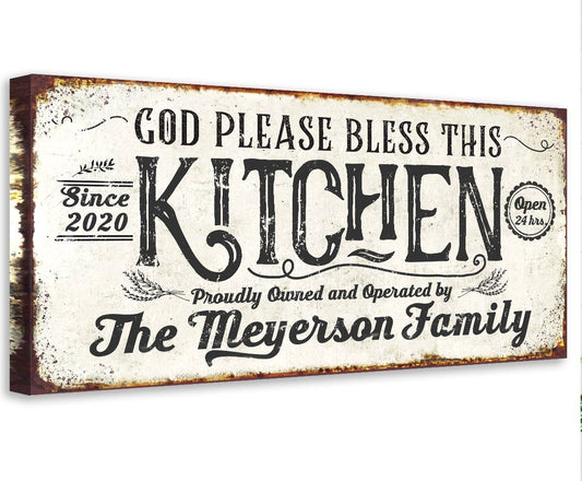 Personalized - Bless This Kitchen - Canvas | Lone Star Art.