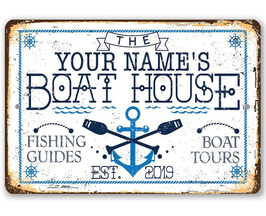 Personalized - Boat House - Metal Sign | Lone Star Art.