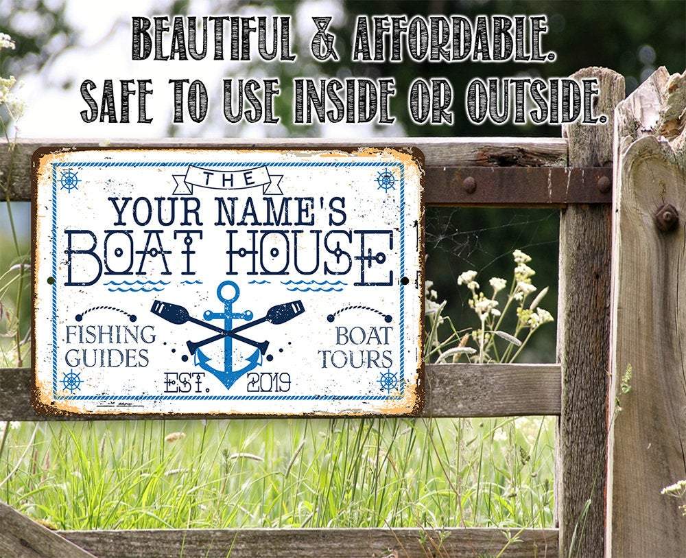 Personalized - Boat House - Metal Sign | Lone Star Art.