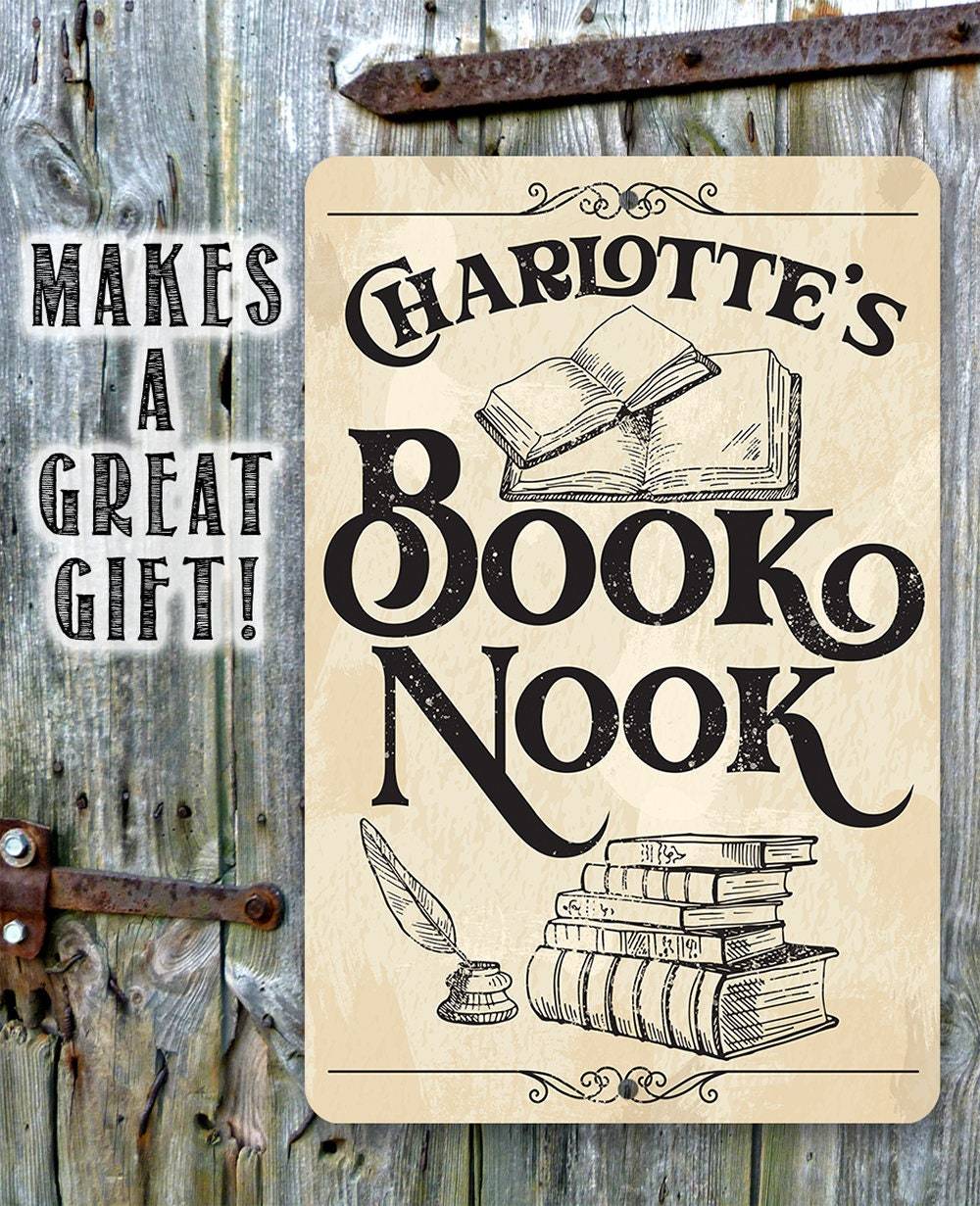 Personalized - Book Nook - Metal Sign | Lone Star Art.