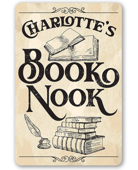 Personalized - Book Nook - Metal Sign | Lone Star Art.