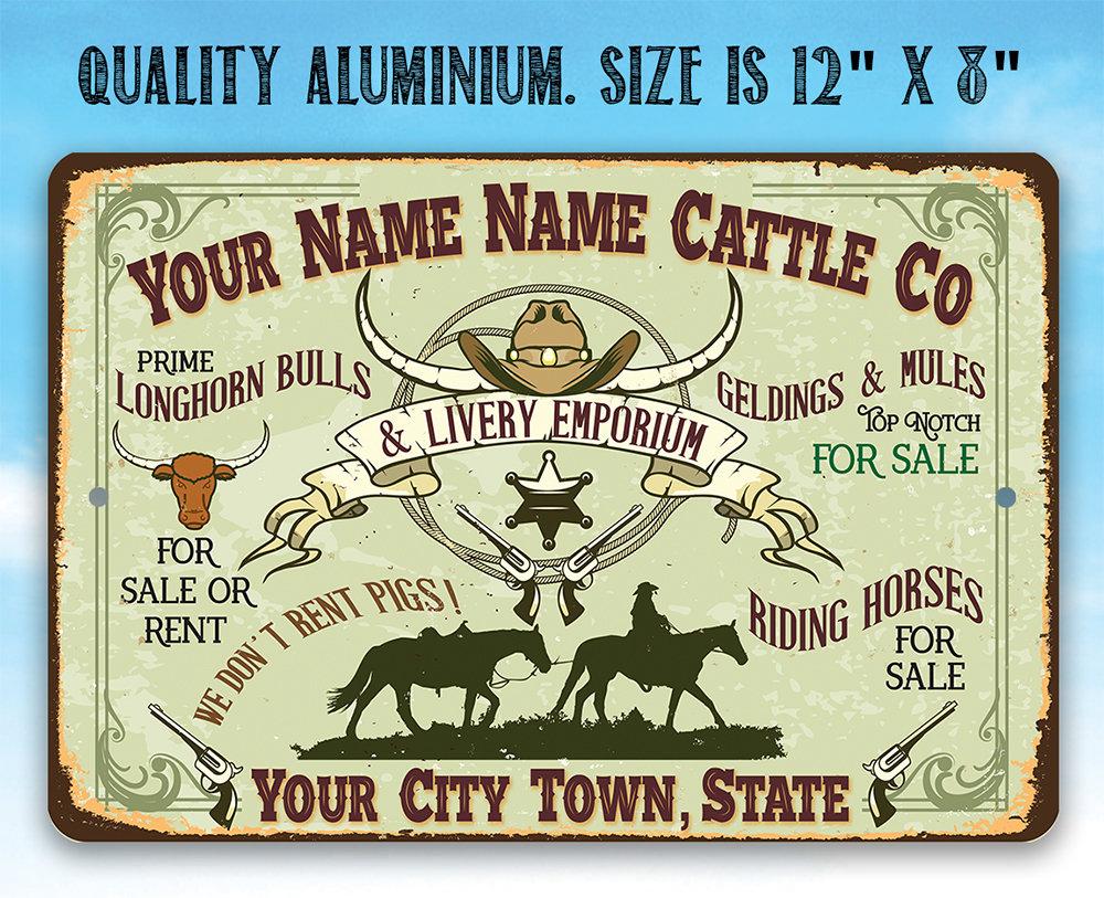 Personalized - Cattle Company - Metal Sign | Lone Star Art.