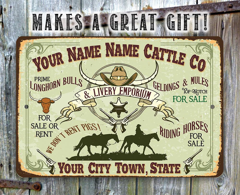 Personalized - Cattle Company - Metal Sign | Lone Star Art.