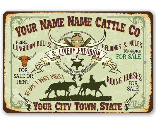 Personalized - Cattle Company - Metal Sign | Lone Star Art.