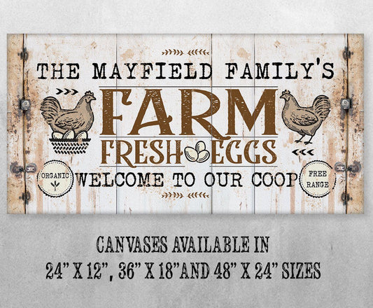 Personalized - Chicken Farm Fresh Eggs - Canvas | Lone Star Art.