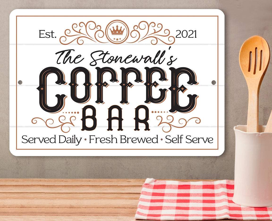 Personalized - Coffee Bar - Metal Sign | Lone Star Art.