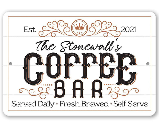Personalized - Coffee Bar - Metal Sign | Lone Star Art.
