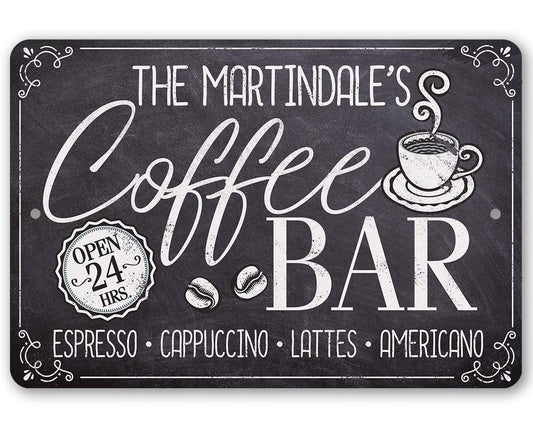 Personalized - Coffee Bar Open 24 Hours - Metal Sign | Lone Star Art.