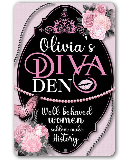 Personalized - Diva Den - Metal Sign | Lone Star Art.