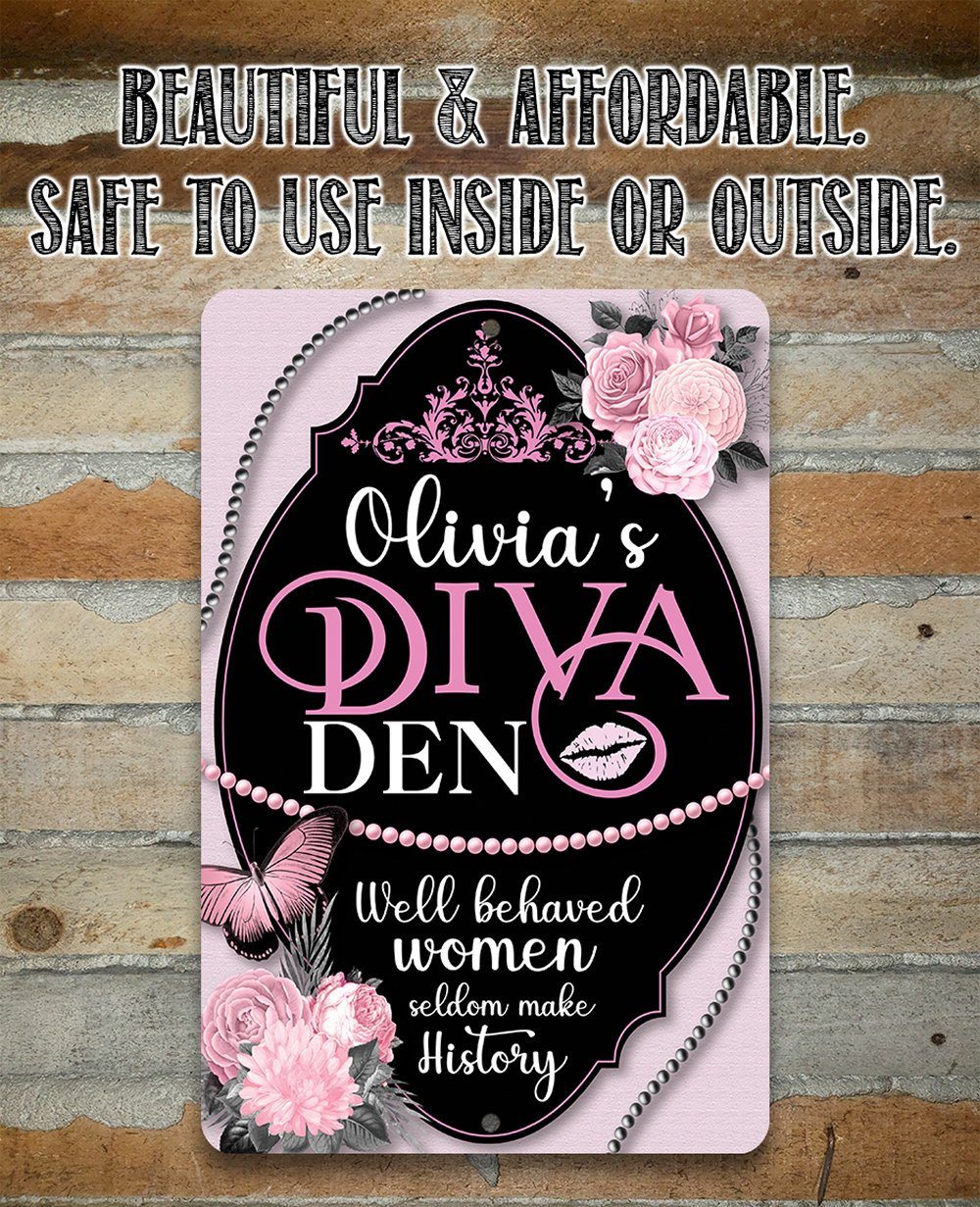 Personalized - Diva Den - Metal Sign | Lone Star Art.