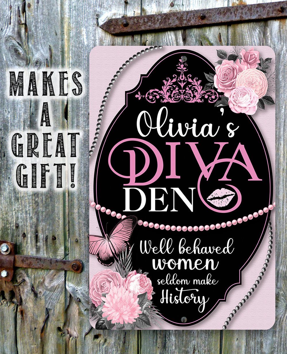 Personalized - Diva Den - Metal Sign | Lone Star Art.