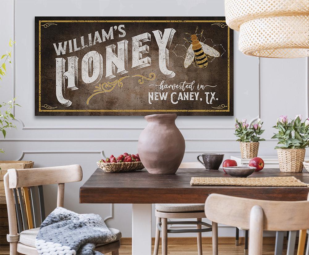 kitchen wall art | bee art print | honey bee decor |... Personalized - Family Honey Bee Keeper - Canvas | Lone Star Art.