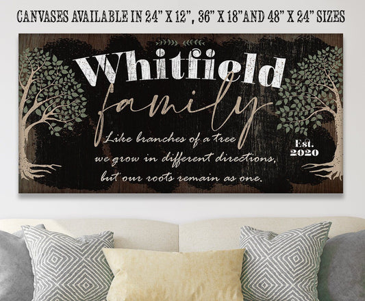 Personalized - Family Like Branches - Canvas | Lone Star Art.
