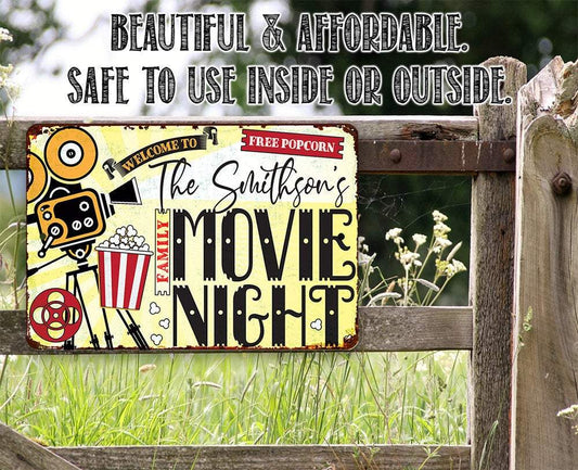 Personalized - Family Movie Night - Metal Sign | Lone Star Art.
