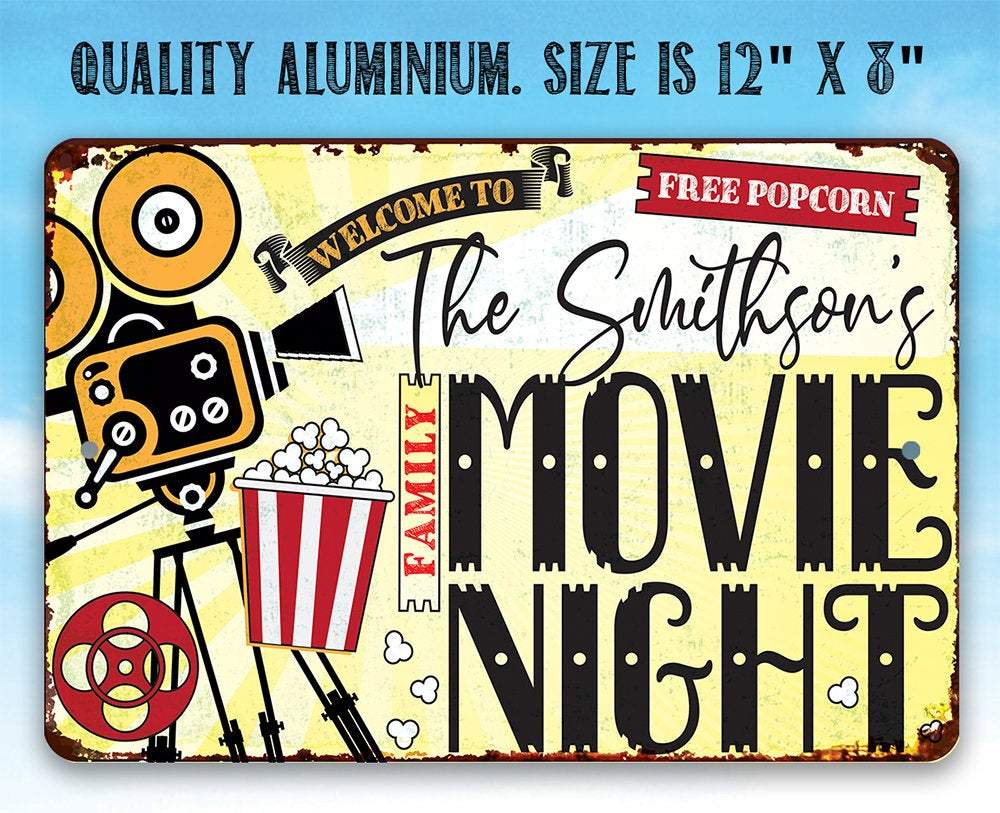 personalized-family-movie-night-metal-sign-lone-star-art for Free Printable Movie Night Signs Personalized - Family Movie Night - Metal Sign - Lone Star Art for Free Printable Movie Night Signs
