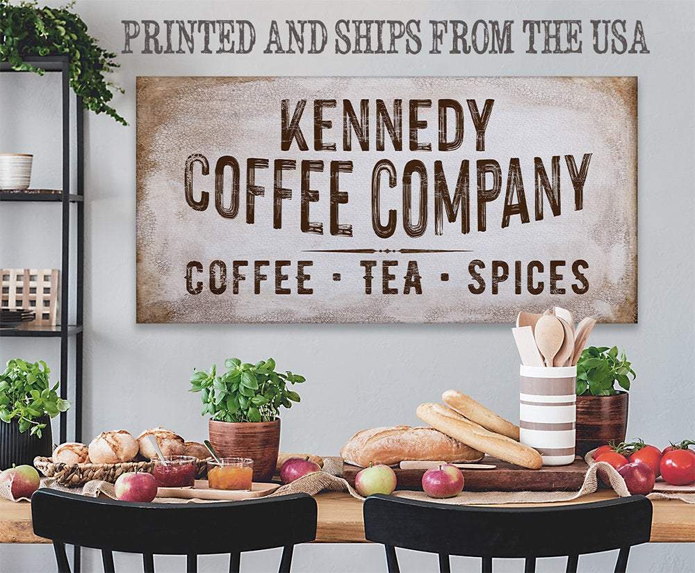 Personalized - Family Name Coffee Co - Canvas | Lone Star Art.