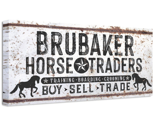Personalized - Family Name Horse Market - Canvas | Lone Star Art.