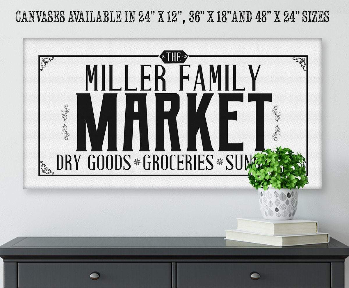 Personalized - Family Name Market - Canvas | Lone Star Art.