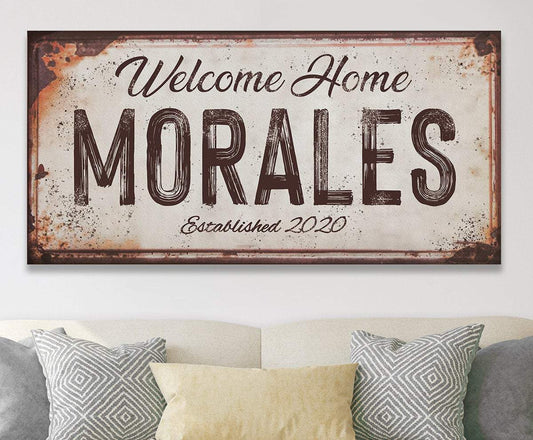 Personalized - Family Name Rusty Metal - Canvas | Lone Star Art.