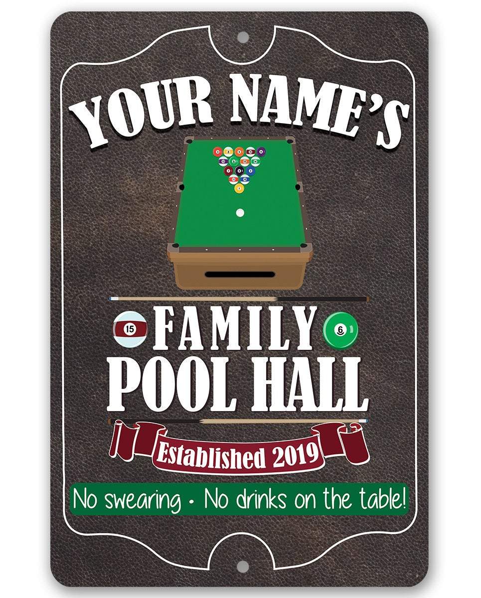 Personalized - Family Pool/Game Room - Metal Sign - Lone Star Art