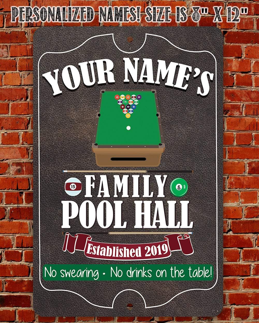 Personalized - Family Pool/Game Room - Metal Sign | Lone Star Art.