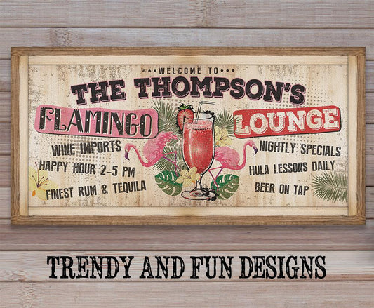 Personalized - Flamingo Lounge - Canvas | Lone Star Art.