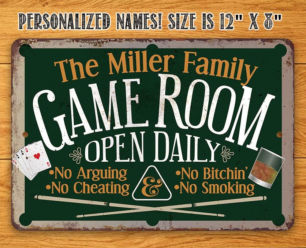 Personalized - Game Room - Metal Sign | Lone Star Art.
