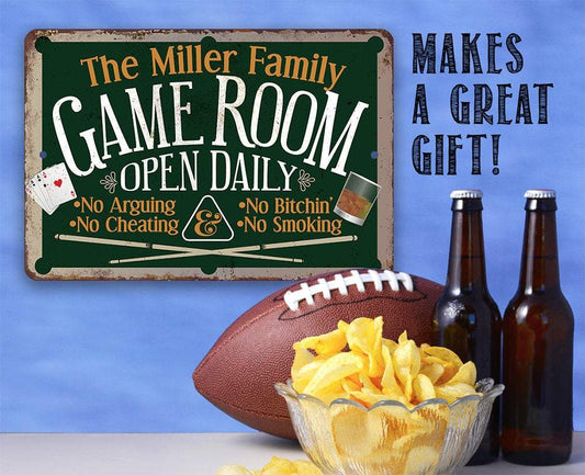 Personalized - Game Room - Metal Sign | Lone Star Art.