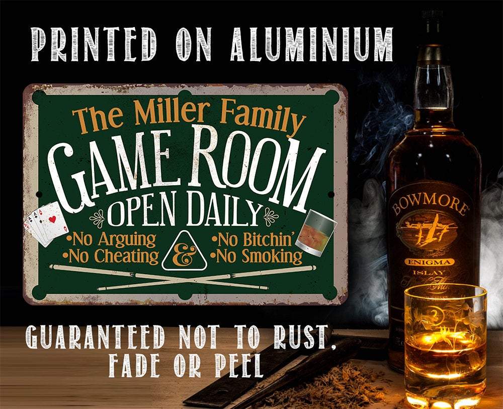 Personalized - Game Room - Metal Sign | Lone Star Art.