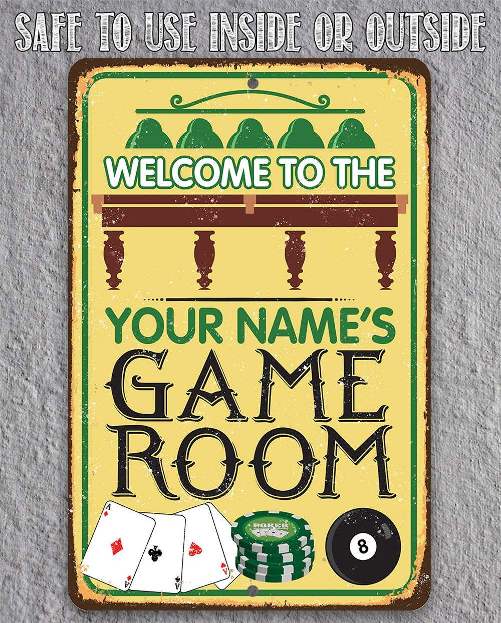 Personalized - Game Room Play Nice - Metal Sign | Lone Star Art.