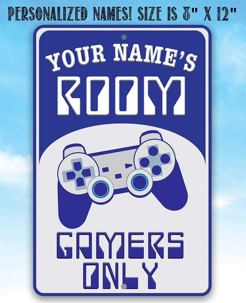 Personalized - Gamers Only - Blue - Metal Sign | Lone Star Art.