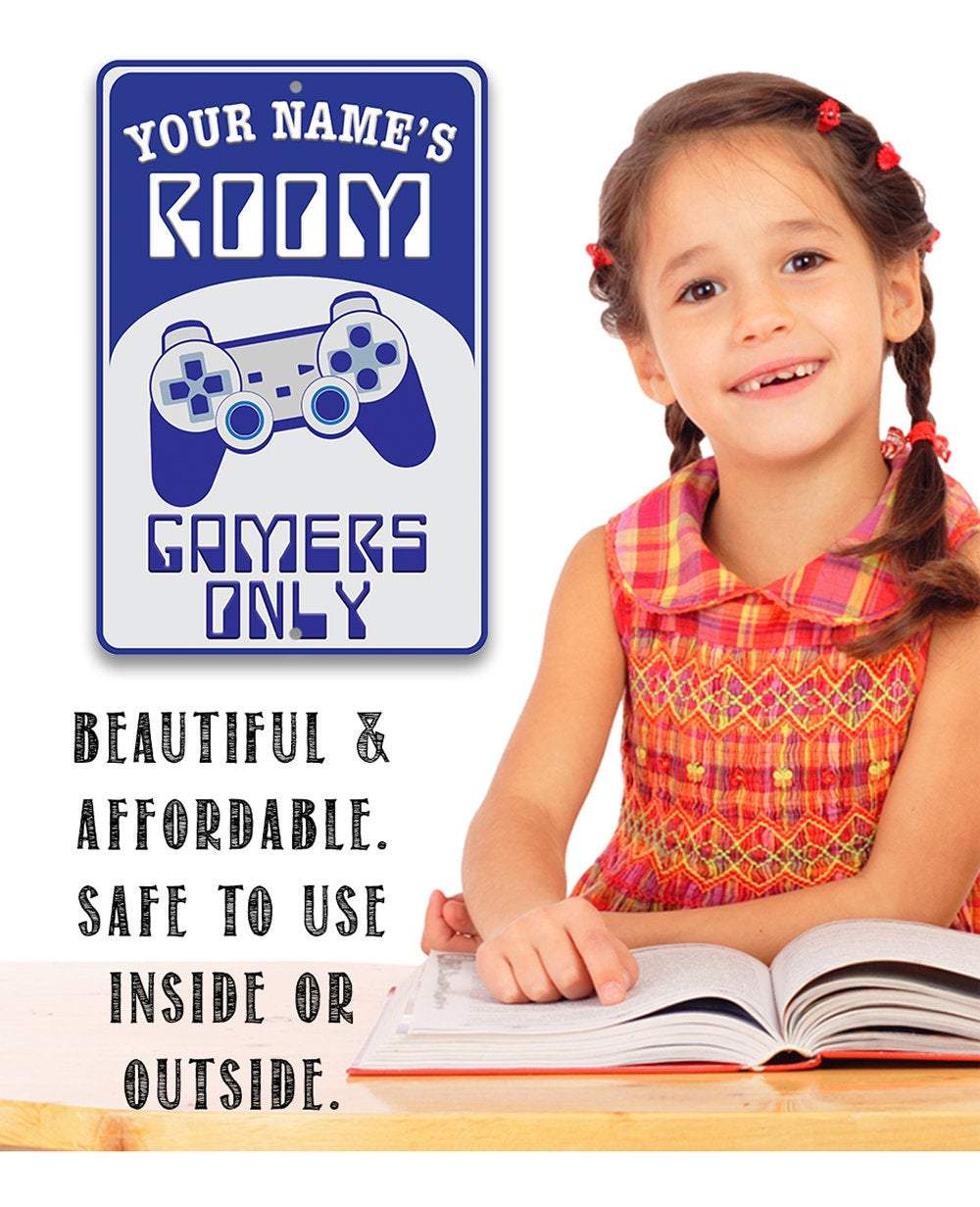Personalized - Gamers Only - Blue - Metal Sign | Lone Star Art.