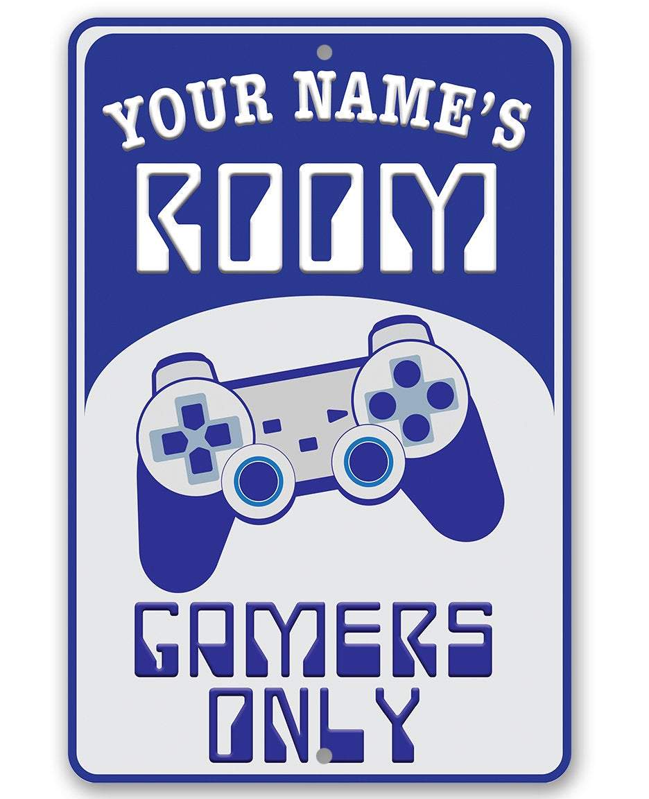 Personalized - Gamers Only - Blue - Metal Sign | Lone Star Art.