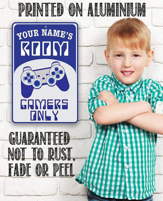 Personalized - Gamers Only - Blue - Metal Sign | Lone Star Art.