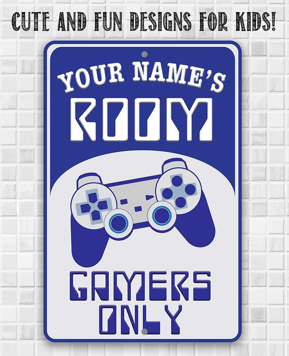Personalized - Gamers Only - Blue - Metal Sign | Lone Star Art.