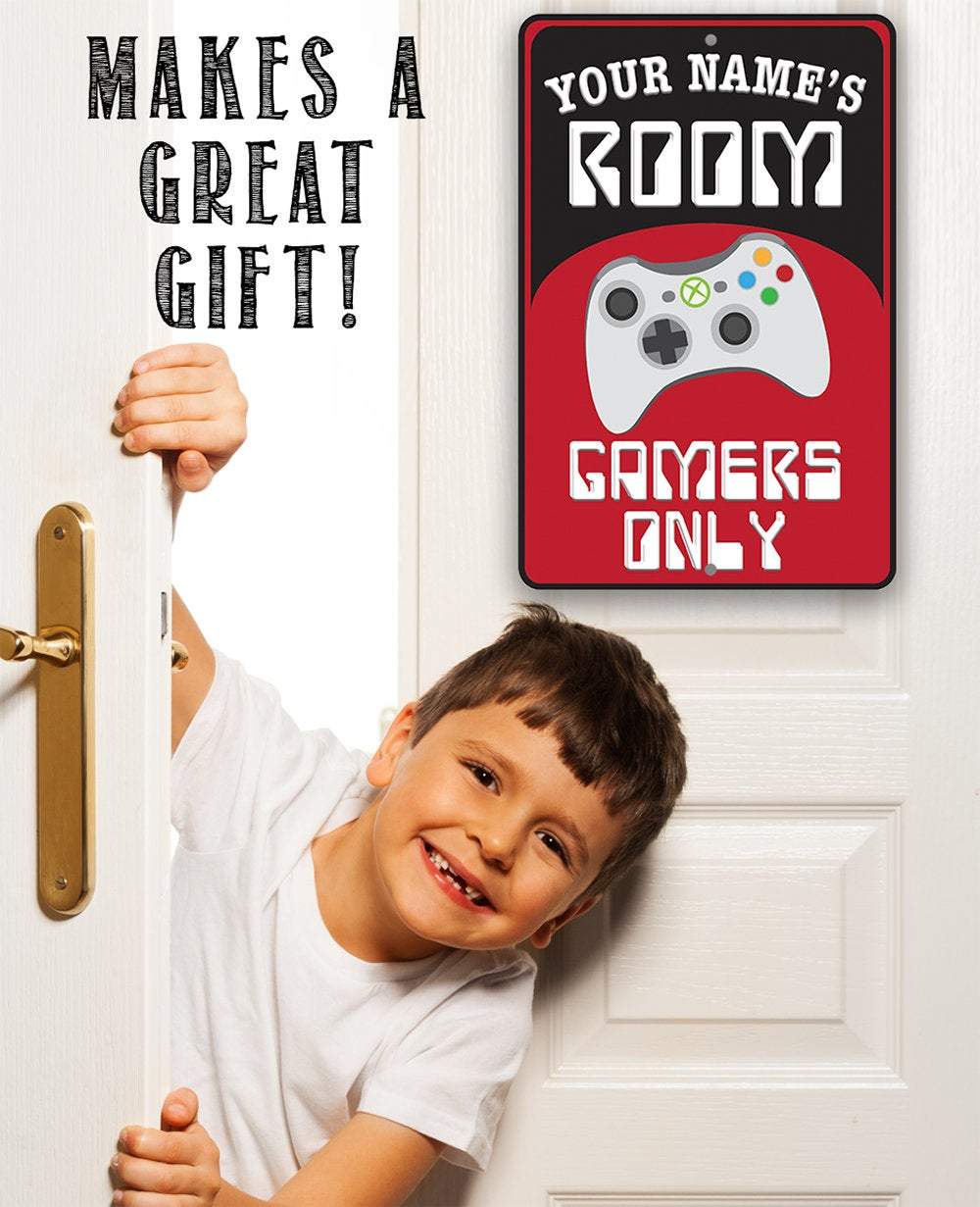Personalized - Gamers Only - Red - Metal Sign | Lone Star Art.