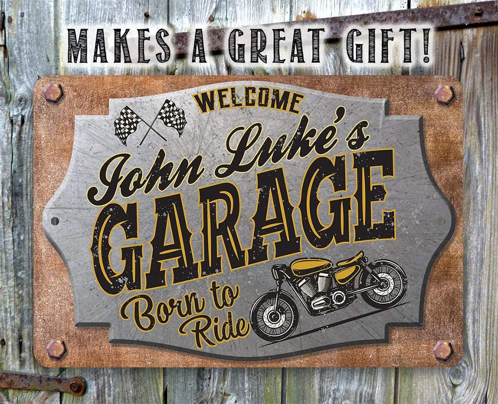 Personalized - Garage Motorcycle - Metal Sign | Lone Star Art.