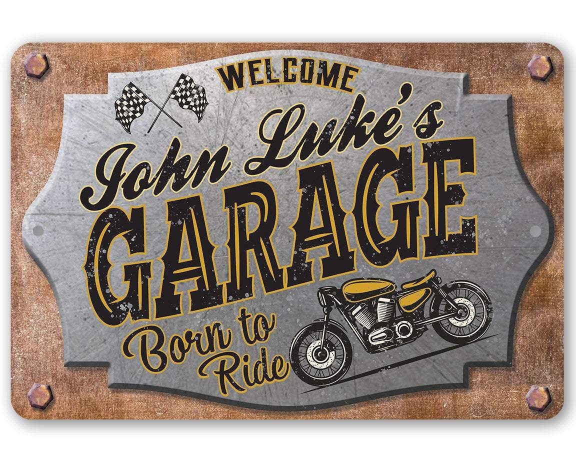 Personalized - Garage Motorcycle - Metal Sign | Lone Star Art.