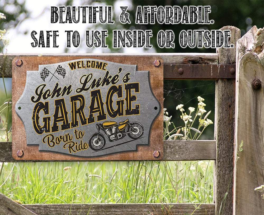 Personalized - Garage Motorcycle - Metal Sign | Lone Star Art.